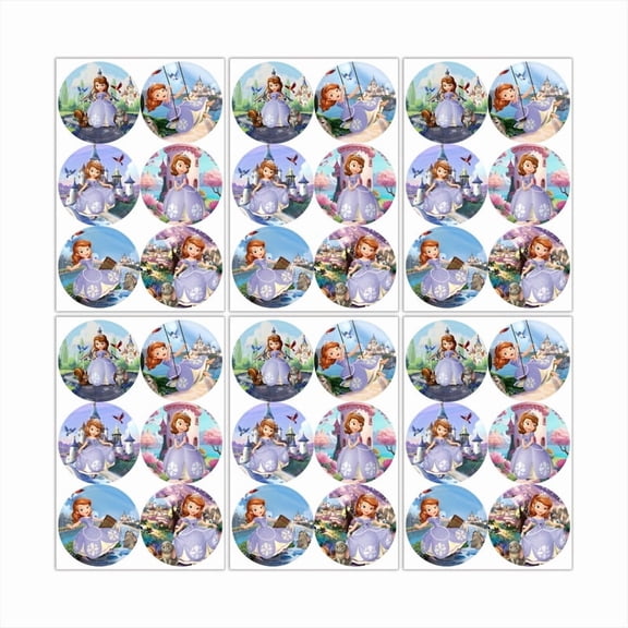 Sofia Princess Stickers Party Favors Labels Birthday Thank You Themed Round Circle Baby Shower 60pcs