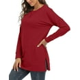 thumbnail image 4 of ONLYSHE Women's Casual Drop Long Sleeve Tunic Sweatshirt with Side Slits, S-3XL, 4 of 6