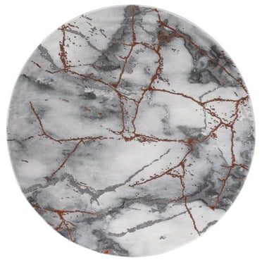 SAFAVIEH Craft Paul Abstract Marble Area Rug, 4' x 4' Round, Grey/Orange