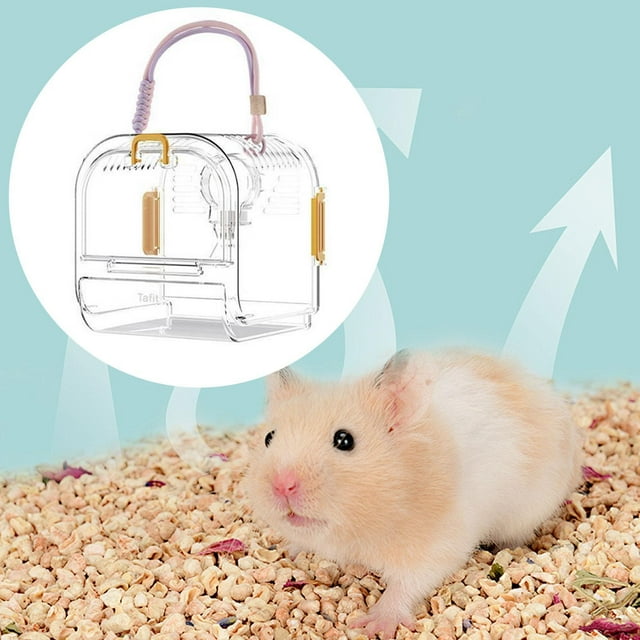 Transportín para animales pequeños, estuche de transporte, jaula de transporte portátil transpirable, jaula para hámster, cobayas y ratones pequeños. amarillo