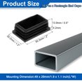 thumbnail image 2 of Uxcell 16 Pcs 2 x 1 3/16 Inch Tapones de Extremo Rectangulares para Tubos Metálicos, Patas de Sillas, Mesas, Estanterías, Negro, 2 of 6