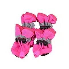 4pcs/set Waterproof Pet Dog Shoes Chihuahua Anti-slip Rain Boots Footwear for Small Cats Dogs Puppy Dog Pet Booties (Rose Red 7)