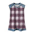 thumbnail image 6 of Uootdi Women's Sleeveless Tops Crew Neck Denim Panel Plaid Print Tops Casual Soft Waffle Knit Blouses Gift, 6 of 7