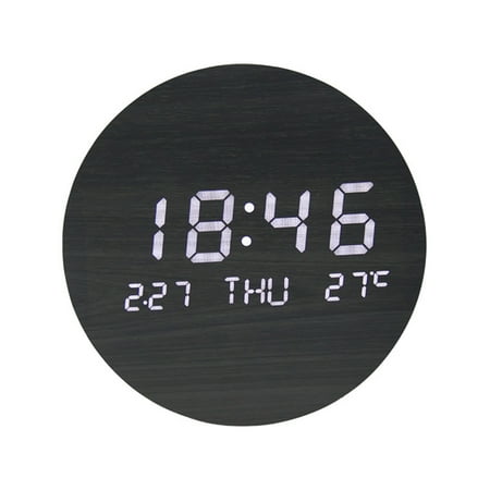 Electronic Wood Wall Clock Led Digital for Time Date Temperature Diaplay for Home Bedroom Living Room Decoration Supplie