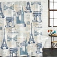 thumbnail image 2 of Eiffel Tower Shower Curtain, Waterproof Shower Curtains for Bathroom, European Architectural Retro Hand-Painted Washable Fabric Bathtub Curtain Set Bath Decor with 12 Hooks Standard 72"x72", 2 of 8