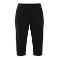 thumbnail image 4 of LEAVINGSUO Cropped Pants Women Pull on Women's Elastic Waist Pants With Pockets Casual Loose Jogger Cropped Yoga Pants For Workout Black M, 4 of 8