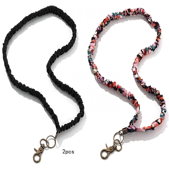 TELOLY 2pcs Colorful Scrunchie Lanyards for ID Badges & Keys - Stretchy,Retractable Design,Perfect for Teachers,Nurses,or Cruise Ship Use