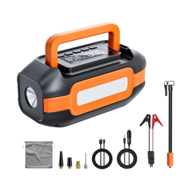 Compresor de neumáticos para automóviles,Bomba de inflado de neumáticos con banco de energía y arrancador de batería para automóvil,Kit de arranque de batería para coche con bomba de