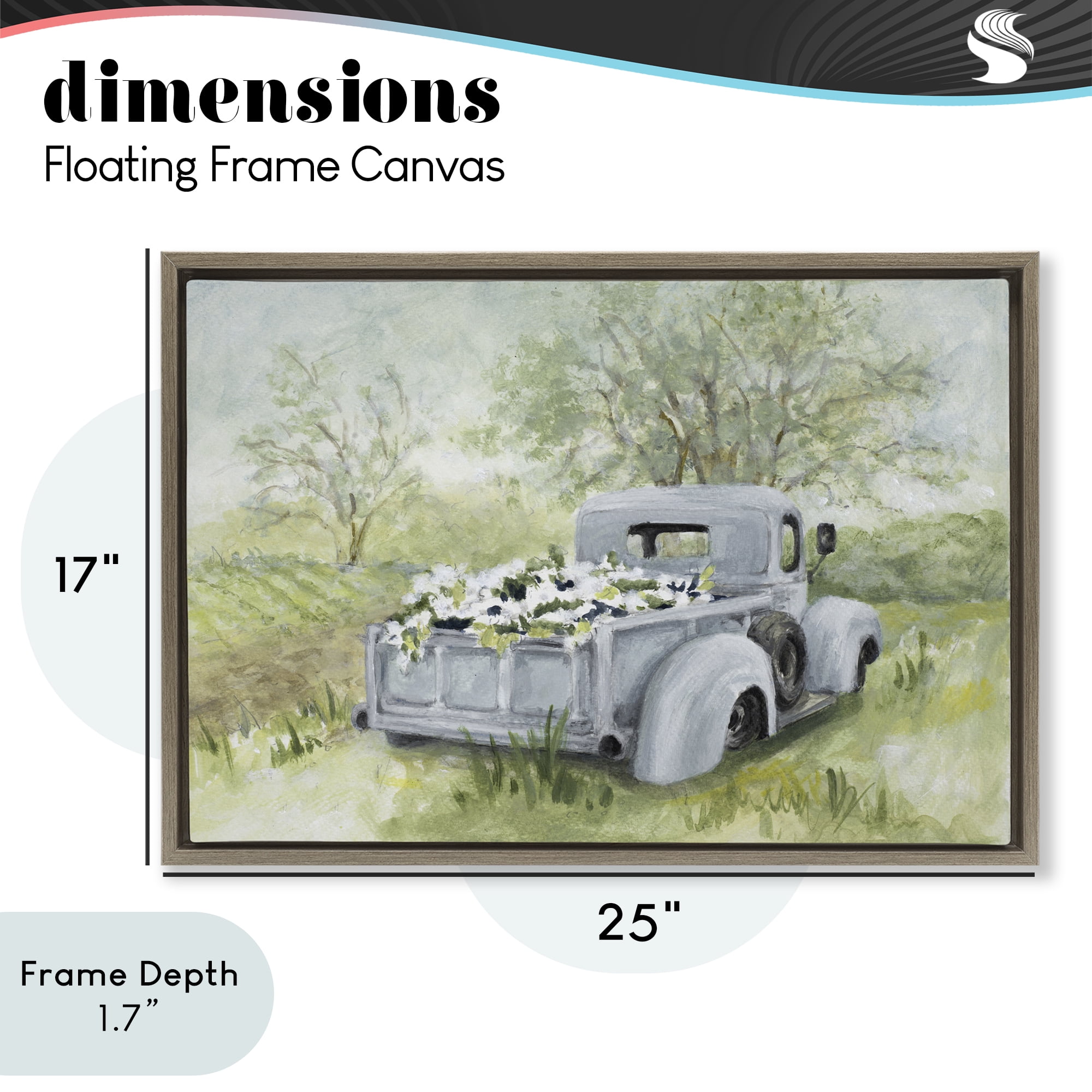 Stupell Industries Vintage Blue Truck Flower Sale Brown Framed Floater Canvas Wall Art, design by Lanie Loreth