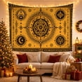 thumbnail image 3 of Moon Stars Square with Circular Mandala Textured Distressed, Mystical Fantasy for Space Lovers, Galaxy Room Decor, Mother'S Day Gift, Tapestry Wall Hanging for Bedroom and Dorm, 3 of 7