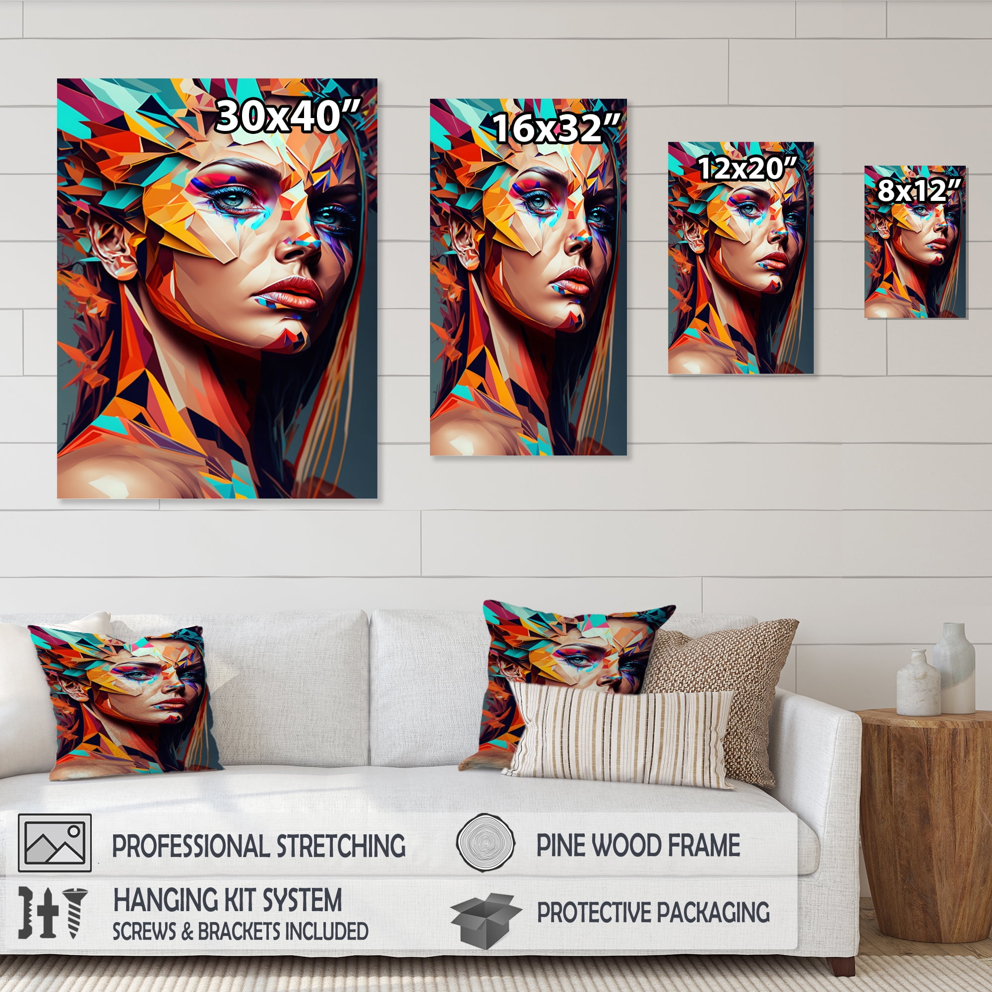 Designart Cubic Woman Portrait III Canvas Wall Art