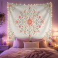thumbnail image 2 of Symmetrical Floral Mandala on Cream Background, Serene Folk Art for Nature Art Lovers, Botanical Wall Decor, Housewarming Gift, Tapestry Wall Hanging for Bedroom and Living Room, 2 of 7