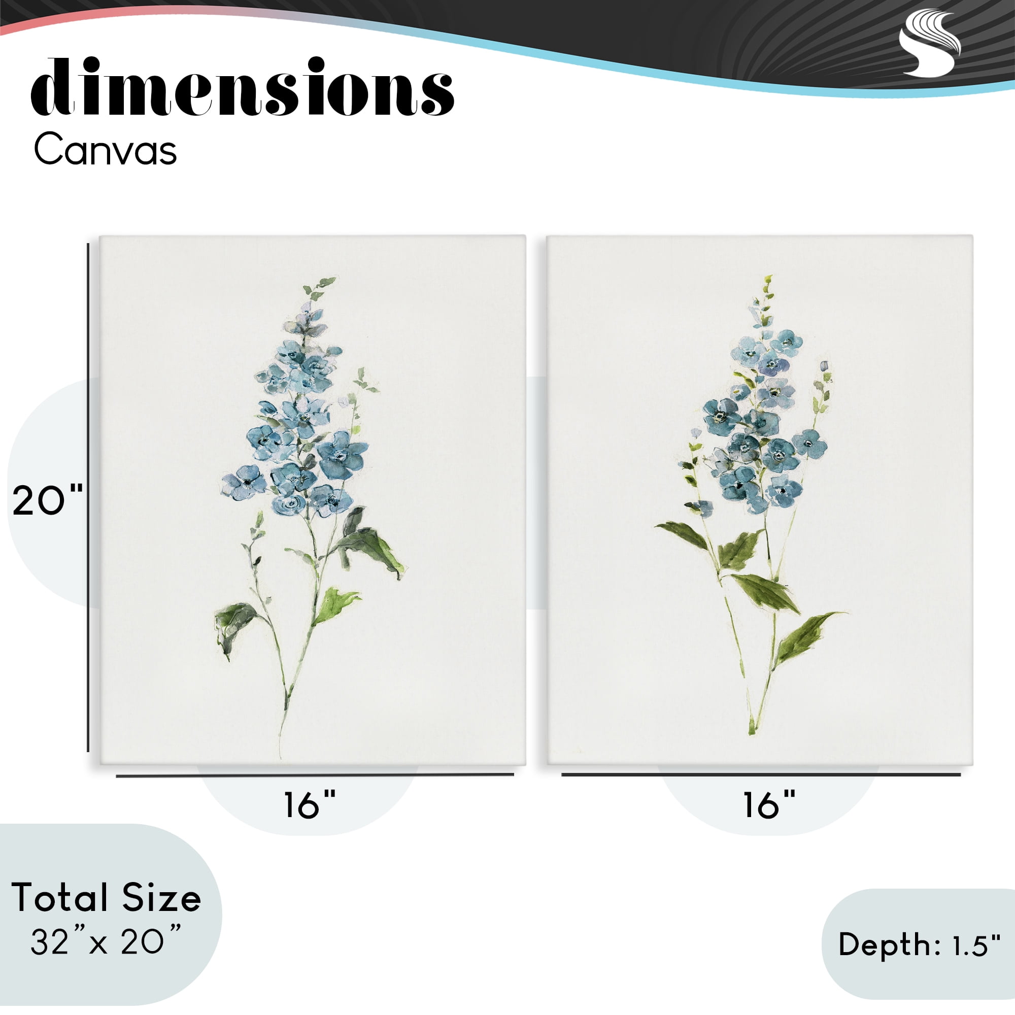 Stupell Industries Blue Watercolor Sprigs 2 Piece Canvas Wall Art Set, design by Sally Swatland