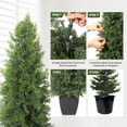 thumbnail image 3 of Set of 2 Artificial Cedar Topiary Trees,3Ft Tall Faux Pine Shrubs in Nursery Planter,Realistic Outdoor & Indoor Cypress Bushes for Front Porch, Garden, Office & Home Décor, 3 of 7