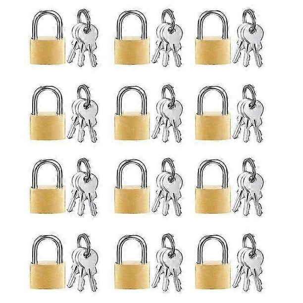 12 Pack Mini Padlock Small Padlock Solid Brass Locks with 3 Key for Luggage Lock,Backpack,Gym Locke