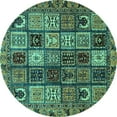 thumbnail image 1 of Ahgly Company Machine Washable Indoor Round Abstract Turquoise Blue Modern Area Rugs, 6' Round, 1 of 4