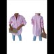thumbnail image 3 of Camisas de Rayas con Botones para Mujer, Blusas Informales de Larga con Cuello para Oficina, Trabajo, Rosa XXL, 3 of 7