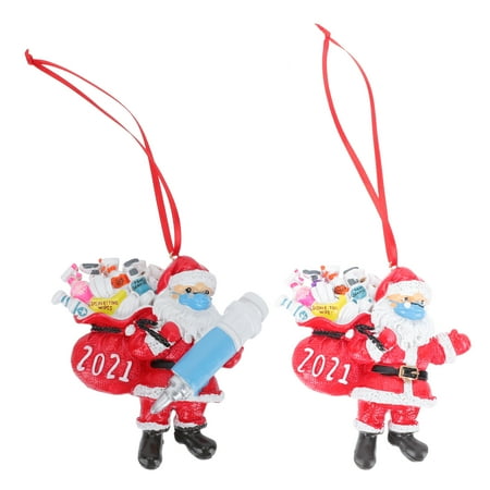 

NUOLUX 2Pcs Santa Claus Mask Pendant Christmas Hanging Decor Unique Resin Craft