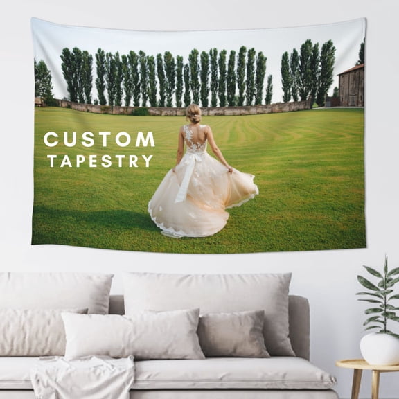 Custom Tapestry with Your Photo, Personalized Gifts for Birthday, Wedding, Christmas, Mother's Day, Father's Day, 60inX40in, Horizontal