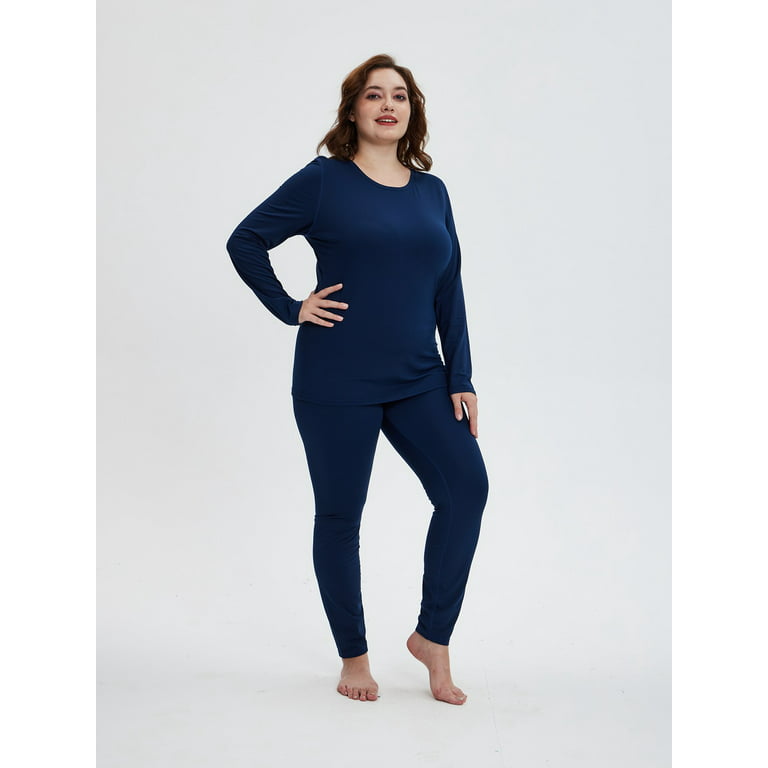 TIYOMI Plus Size Women's Navy Blue Leggings 2X Full Length Pants Stretchy  High Waist Ankle Leggings Solid Color Butt Fit Pants Workout Warm Fall