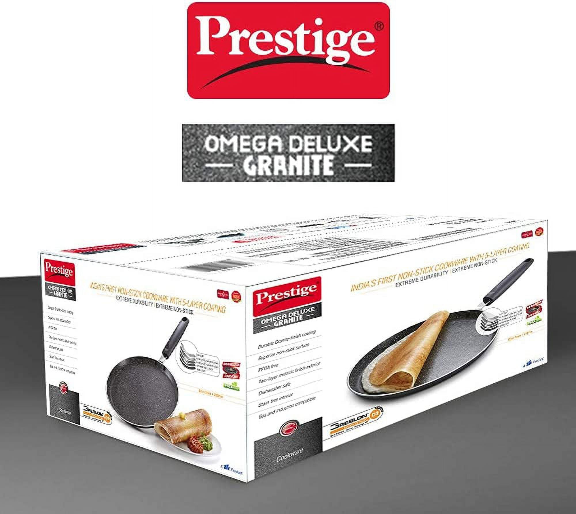 Prestige 300mm Omega Deluxe Granite Omni Non-Stick Dosa Tava/Griddle, 12