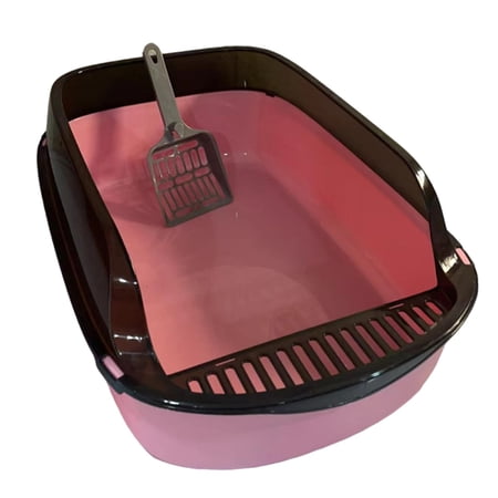 Gazechimp Cat Easy Cleaning Container Tray Kitty Sturdy Cat Toilet Sand Box Pink