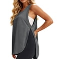 thumbnail image 5 of Womens Side Slit Workout Tank Tops Cotton Blend Sleeveless T Shirts Oversized Summer Casual Yoga Gym Tees Gray M(M), 5 of 8