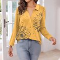 thumbnail image 6 of Women's Fashion Athleisure Long-Sleeve Vintage Floral Print Stand Collar Polo Shirt Top, Comfortable & Skin-Friendly & Breathable, Gifts for Women, 6 of 6