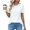 White, variant on ZHENWEI Womens Short Sleeve Pleated Tops Casual Crew Neck Blouses Fashion T-shirt