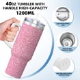 thumbnail image 3 of Picia Glitter Pattern 40oz Ice Bully Insulated Tumbler with Handle, Double-Wall Stainless Steel Cup, Leak-Proof Lid and Straw, 3 of 8