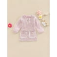 thumbnail image 2 of Bagilaanoe Toddler Baby Girls Fall Dress Mesh Long Sleeve Doll Collar Dress 1T 2T 3T 4T 5T 6TKids Sweet Midi One-Piece Outfits, 2 of 8