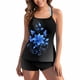 thumbnail image 4 of Trajes de baño Amzcrzy Tankini para mujer, trajes de baño, traje de baño de bikini con control de abdomen para mujer, traje de baño estampado de tres piezas dividido multicolor, L, 4 of 7