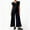 Black, variant on Women's Jumpsuit Sleeveless Jumpsuit Wide Leg Pants Ruffled Edge Hat Sleeves Work Business Dance Party Dress Long Sleeve Dresses Short Sleeve Dress Knee Length Business Casual Dresses for Women Casual