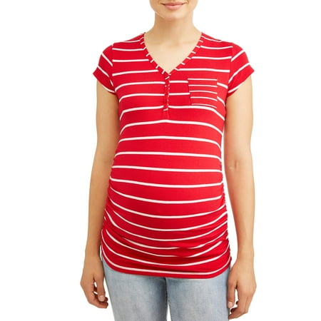 Oh! MammaMaternity stripe with pocket knit top - available in plus (Best Cheap Maternity Clothes)