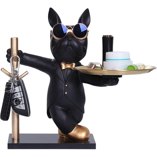 Bandeja de almacenamiento para perros, escultura de animales de resina, decoraciones para el hogar, estatuilla de perro, caja de almacenamiento de llaves, estante, bandeja de almacenamiento de adornos