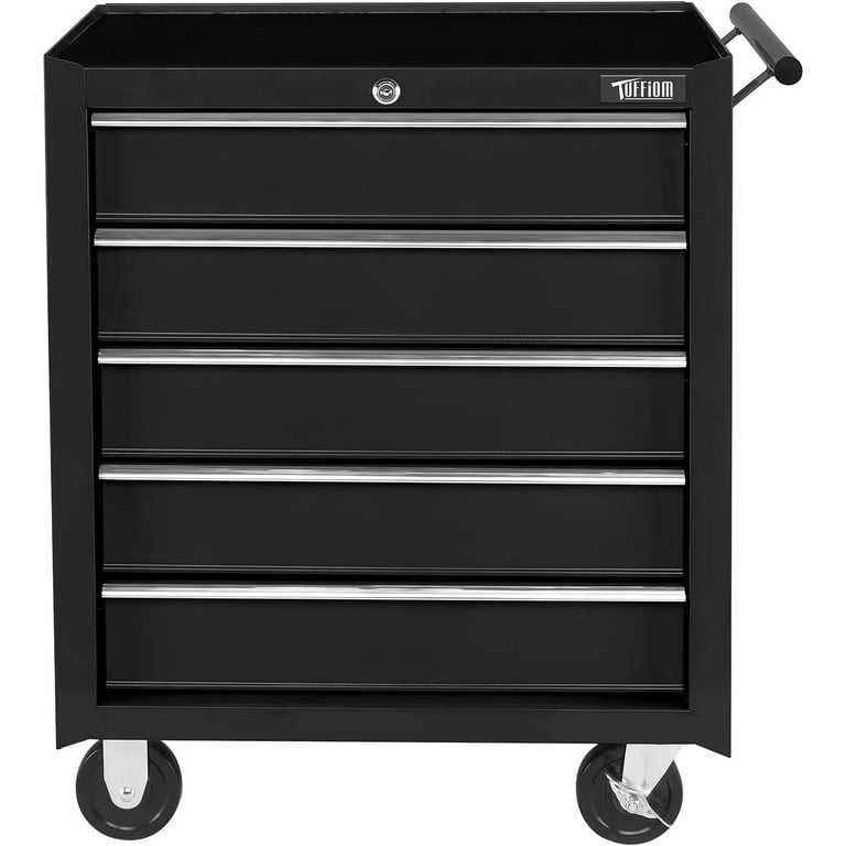 TUFFIOM 5-Drawer Rolling Tool Chest w/Lock & Key, Tool Storage Cabinet with  Wheels, Top Cushion & Drawer Liners, Tool Organizer Box for Garage