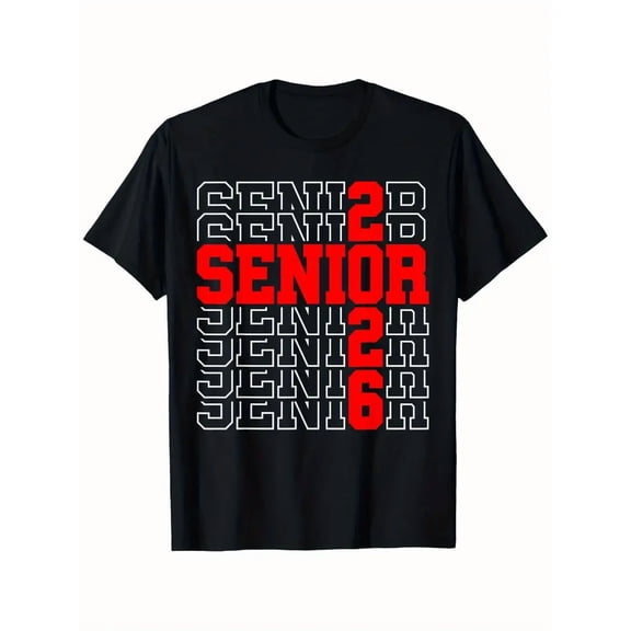 Funny Class of 2026 Graduation Gift T-Shirt for Men & Women - Bold SENIOR 2026 Print, 100% Cotton, Regular Fit, Machine Washable, Sizes S-XXXL, Casual Wear, Casual Senior Tee