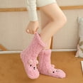 thumbnail image 4 of Cute Bear Embroidery Furry Slipper Socks for Women Non Slip Fuzzy Slipper Socks Winter Thermal Warm Home Sleeping Socks, 4 of 9