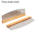 thumbnail image 2 of Cortador de pizza de acero inoxidable en forma de media luna Cortador de pizza con mango de madera Cortador de queso Herramienta para hornear para pizza Queso, 2 of 6