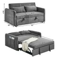 thumbnail image 4 of 3 in 1 Convertible Sleeper Sofa Bed,55" Modern Velvet Pull Out Sofa Bed with 2 Pillows and 2 Detachable Pockets,Upholstered Loveseat Sofa Couch with Adjustable Backrest for Living Room Office,Gray, 4 of 9