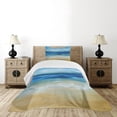 thumbnail image 4 of Ambesonne Art Quilted Bedspread Set 2 Pcs, Tropical Sandy Beach, Twin Size, Navy Blue Pale Brown, 4 of 5