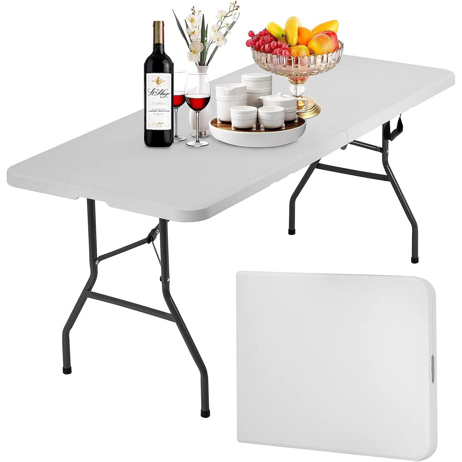 Folding Table 6 Foot Indoor Outdoor Heavy Duty Plastic Table Portable