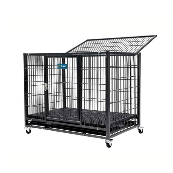 Jaula Metálica Estibable Piso D/Plástico y 2 Comedores Sunny