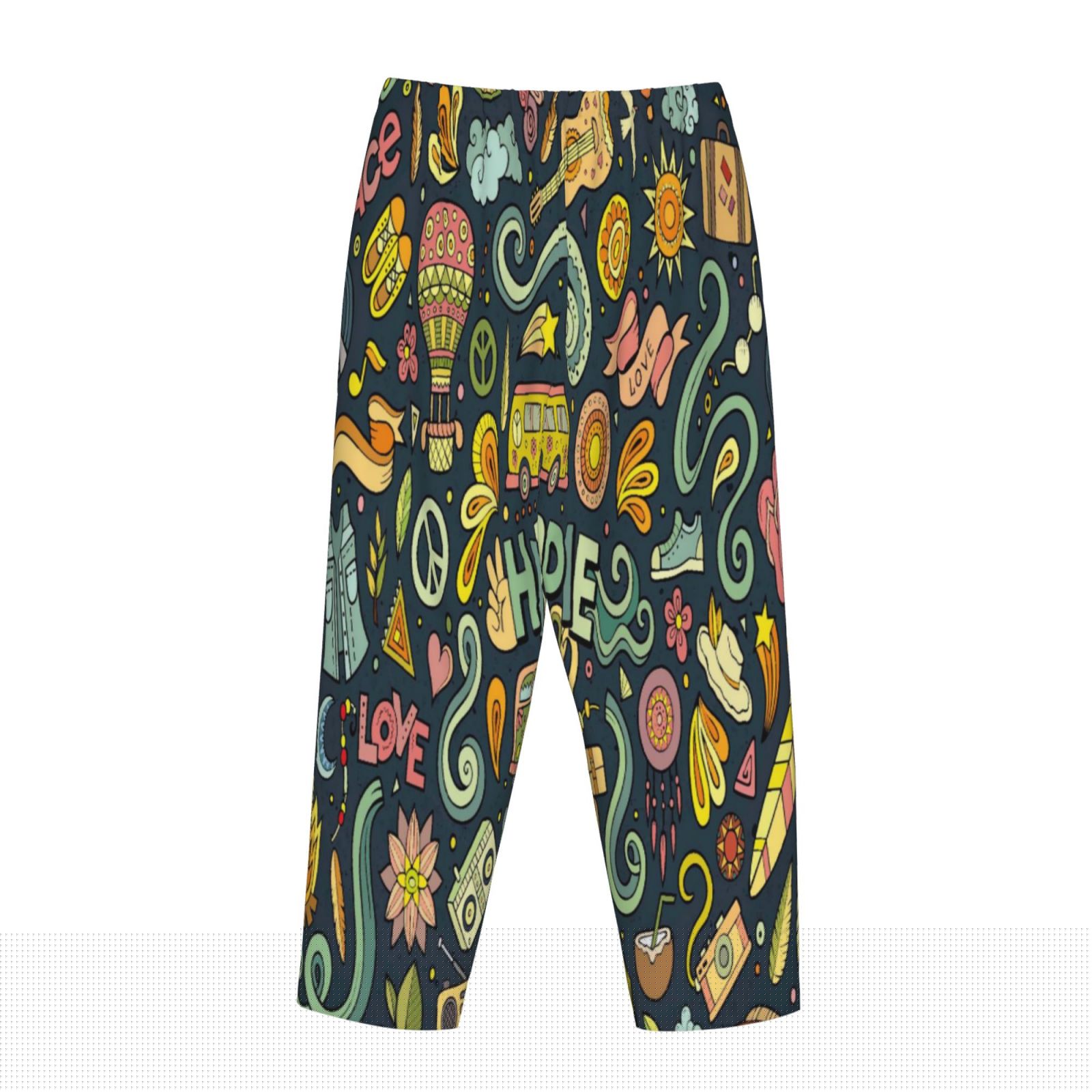 thumbnail image 3 of Lsque Colorful Hippie Print Women's Pajama Pants, Lounge Pant - Comfortable Home Wear,Elastic Waistband, Stylish Design-X-Large, 3 of 9