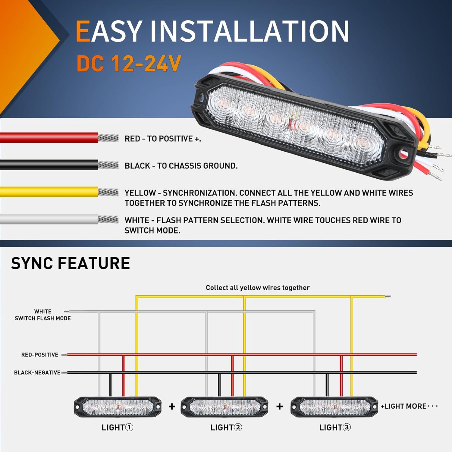 Nilight 6LED Emergency Strobe Lights 4PCS Ultra Slim Surface Mount Hazard Caution Light bar 12-24V Sync Feature Warning Flashing kit for Truck Car Vehicle ATV SUV UTV Purple