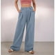 thumbnail image 4 of Pantalones de Traje Anchos para Mujer, Holgados, de Cintura Alta Elástica, Informales, Largos, Color Azul Marino, Talla S, 4 of 7