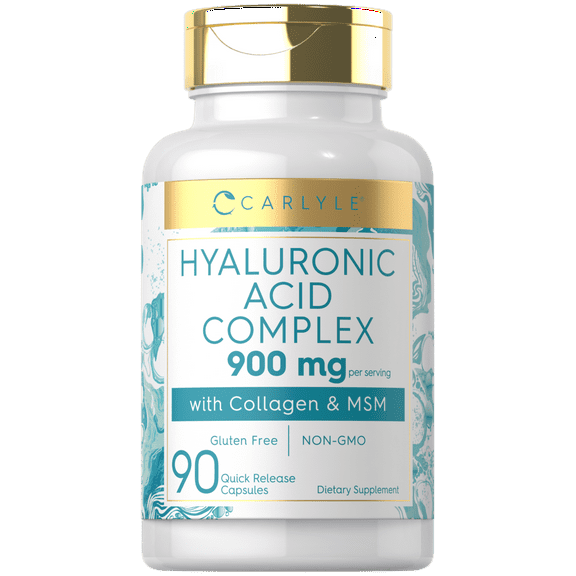 Hyaluronic Acid Supplement with Collagen 900mg | 90 Capsules | with MSM | By Carlyle