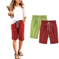 thumbnail image 4 of Cowsor Girl's Knee-Length Bermuda Casual Shorts with Elastic Waist Drawstring 2PC, 4 of 4
