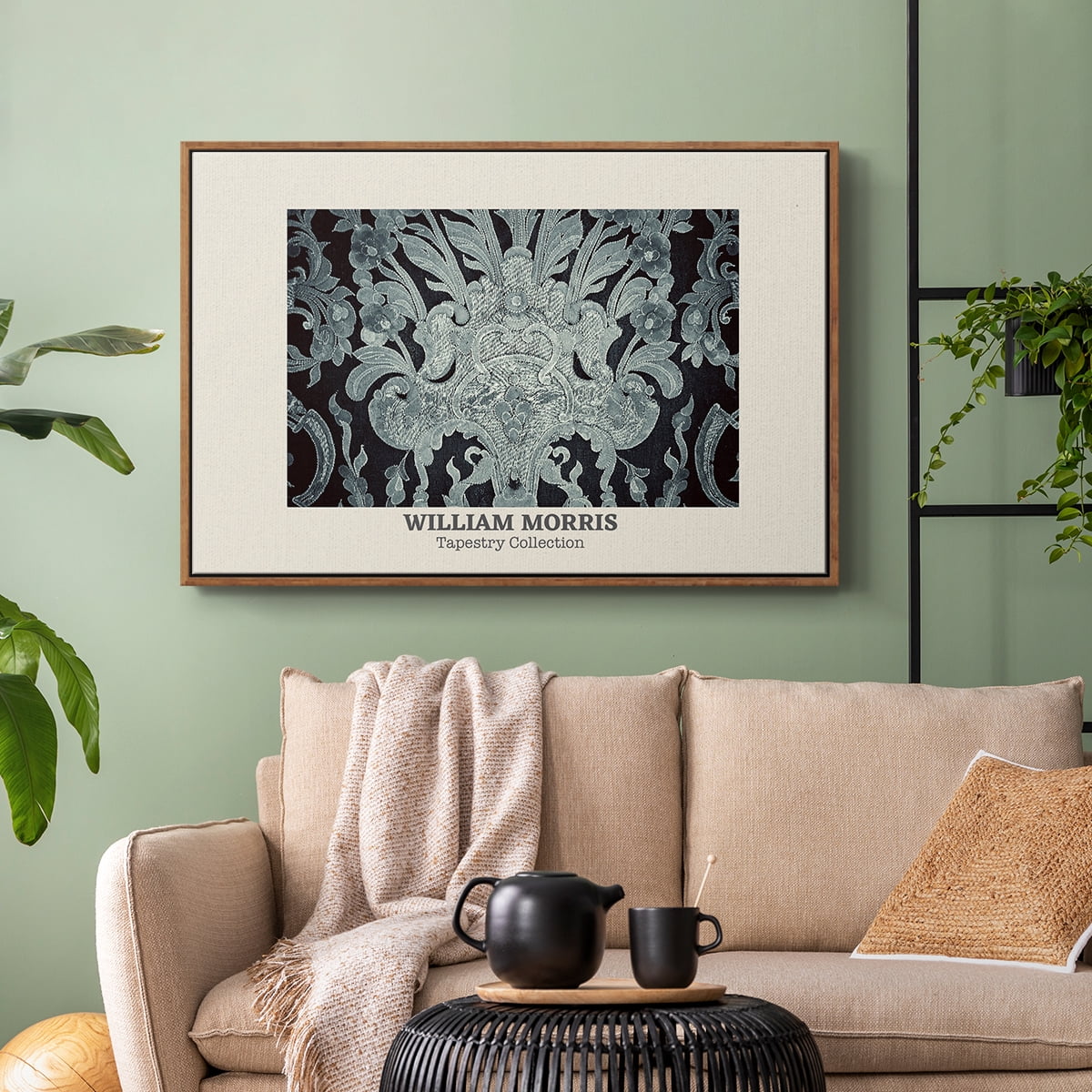 Vintage Abstract Print-XLII Framed in Walnut Wood Gallery Wrapped Canvas 27 in. x 41 in.