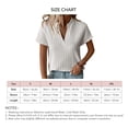 thumbnail image 6 of Women V Neck Blouse Short Sleeve Striped Casual Loose Fitting Pure Color Summer Pullover T Shirt White M, 6 of 6